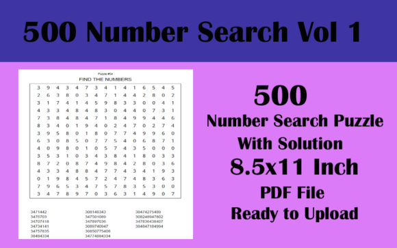 Explore 8.5x11 500 Number Search Puzzle Vol 1
