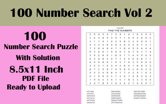 Unlocking Creativity and Productivity with 100 Number Search 8.5x11 Puzzle Vol 2